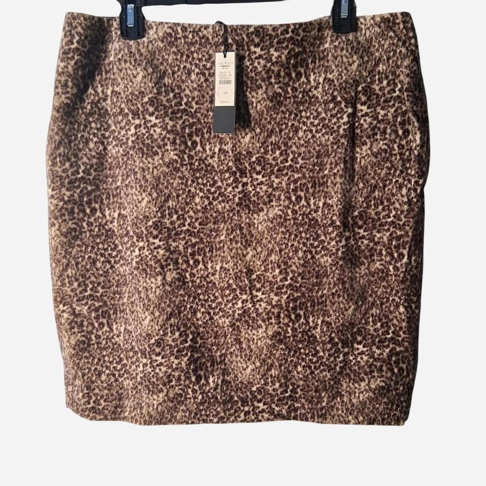 Womens NWT Talbots leopard print skirt soft fabric lined zipper closure